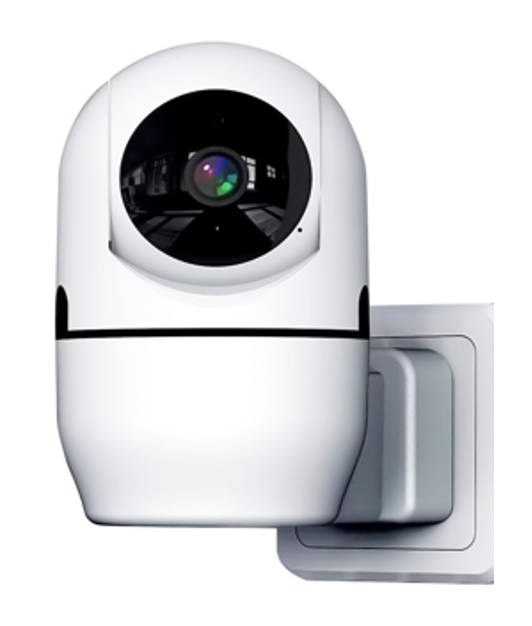 Tuya WiFi Plug-in 1080P Smart Camera, 360°/90° Pan/Tilt, Night Vision, Motion Detection, App Two-Way Audio, 128G SD, Mobile Monitoring, White